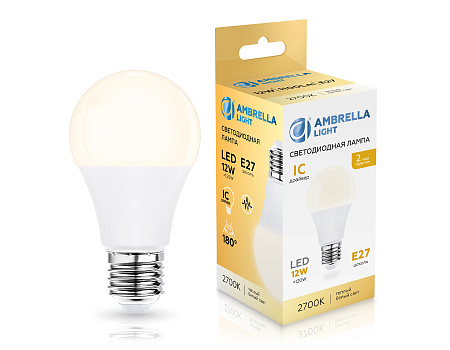 Лампа светодиодная A60 12W E27 2700K Ambrella light A60 601203