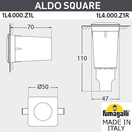 Грунтовый светильник FUMAGALLI ALDO SQUARE 1L4.000.000.LXZ1L