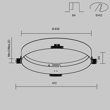 Основание для безрамочной установки светильника Zon в ГКЛ Maytoni Downlight DLA032-TRS45-W