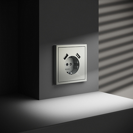 Розетка встраиваемая VOLTUM S70 с заземлением и защитными шторками, с USB, A+A, (сталь) VLS040405 Розетка встраиваемая VOLTUM S70 с заземлением и защитными шторками, с USB, A+A, (сталь) VLS040405