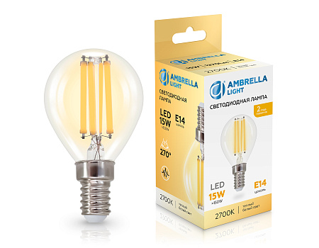 Лампа филаментная 15W E14 2700K Ambrella light 451533