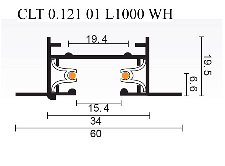 Шинопровод встраиваемый однофазный с питанием и заглушкой Crystal Lux CLT 0.121 01 L1000 WH
