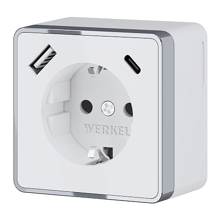 Розетка с заземлением, шторками и USB тип A+C Gallant Werkel W5071701 (a057698)