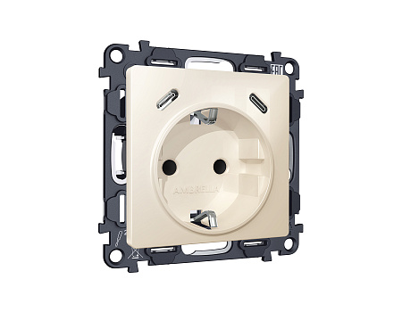 Комплект механизма электрической розетки 2USB С+C 20W (быстрая зарядка) с/з на винтовых зажимах 16A-250V Ambrella Volt MA MA310510 Комплект механизма электрической розетки 2USB С+C 20W (быстрая зарядка) с/з на винтовых зажимах 16A-250V Ambrella Volt MA MA310510