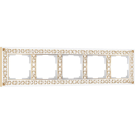 Рамка на 5 постов белое золото Werkel Antik W0051523 4690389158292 a050938 Рамка на 5 постов белое золото Werkel Antik W0051523 4690389158292 a050938