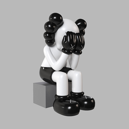 Дизайнерская статуэтка Ledron KAWS чёрно-белый