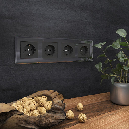 Рамка на 4 поста черная Werkel Diamant W0041208 4690389158841 a051445 Рамка на 4 поста черная Werkel Diamant W0041208 4690389158841 a051445