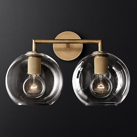 Бра Imperiumloft RH Utilitaire Globe Shade Double Sconce Brass 44.539 123273-22 Бра Imperiumloft RH Utilitaire Globe Shade Double Sconce Brass 44.539 123273-22