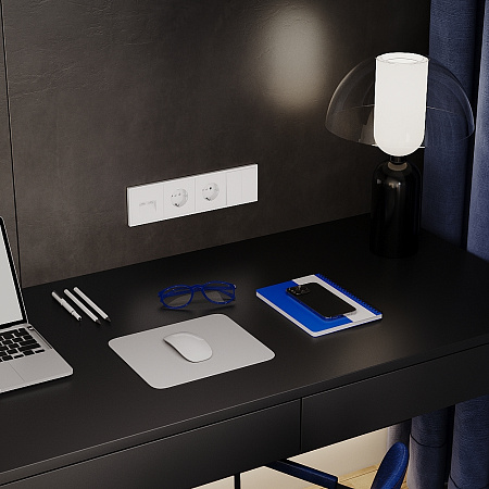 Выключатель встраиваемый VOLTUM S70 двухклавишный (белый матовый) VLS020102