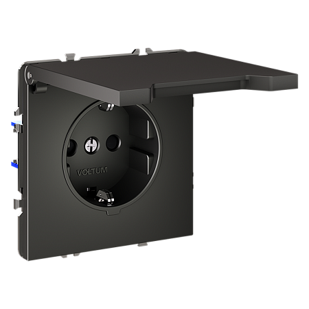 Розетка встраиваемая VOLTUM S70 с заземлением, защитными шторками и крышкой (титан) VLS040306 Розетка встраиваемая VOLTUM S70 с заземлением, защитными шторками и крышкой (титан) VLS040306