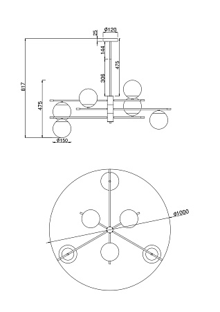 Люстра на штанге Maytoni Nostalgia MOD048PL-06G Люстра на штанге Maytoni Nostalgia MOD048PL-06G