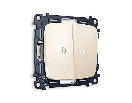 Комплект механизма 2-клавишного проходного выключателя с подсветкой 5600K Ambrella Volt OMEGA MO304035 Комплект механизма 2-клавишного проходного выключателя с подсветкой 5600K Ambrella Volt OMEGA MO304035