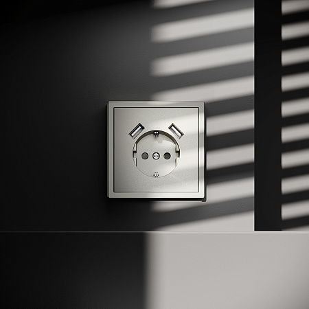 Розетка встраиваемая VOLTUM S70 с заземлением и защитными шторками, с USB, A+A, (шелк) VLS040404 Розетка встраиваемая VOLTUM S70 с заземлением и защитными шторками, с USB, A+A, (шелк) VLS040404