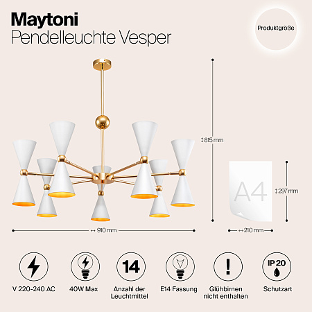 Люстра на штанге Maytoni Vesper MOD108PL-14WG