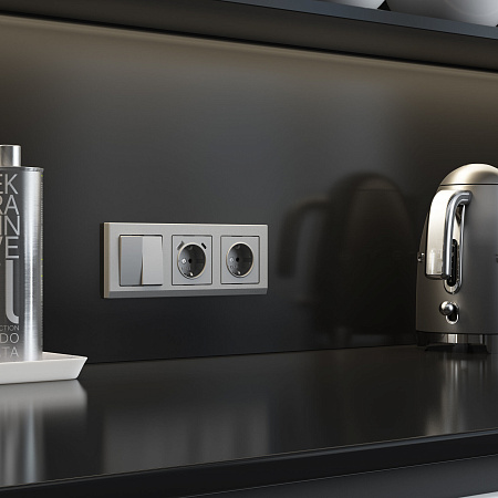 Перекрестный выключатель двухклавишный Werkel серебро W1123065 Перекрестный выключатель двухклавишный Werkel серебро W1123065