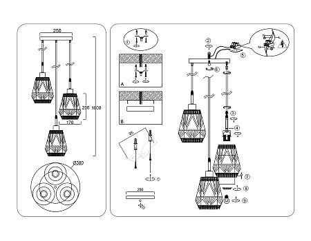 Светильник подвесной Ambrella light TR8522 Светильник подвесной Ambrella light TR8522