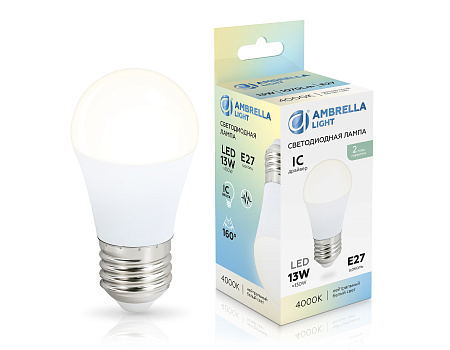 Лампа светодиодная G45 13W E27 4000K Ambrella light 451304