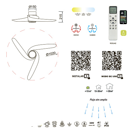 Люстра с вентилятором светодиодная Mantra ISLAND 8712 Люстра с вентилятором светодиодная Mantra ISLAND 8712