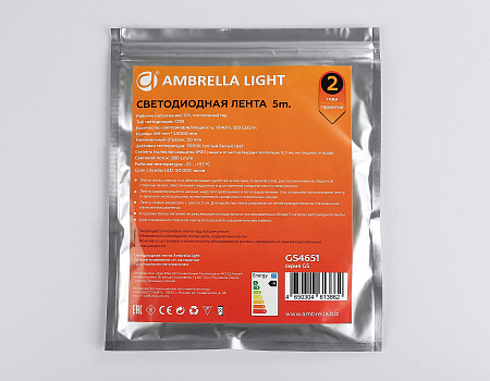 Светодиодная лента 10Вт/м 24V IP20 3000K Ambrella light ILLUMINATION GS4651