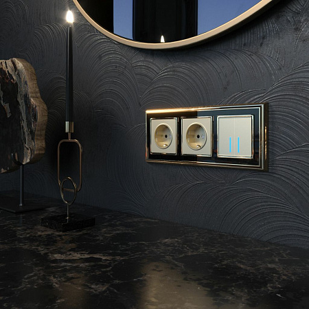 Сенсорный выключатель двухклавишный с подсветкой 1000 Вт Werkel W4520011 a057683 Сенсорный выключатель двухклавишный с подсветкой 1000 Вт Werkel W4520011 a057683