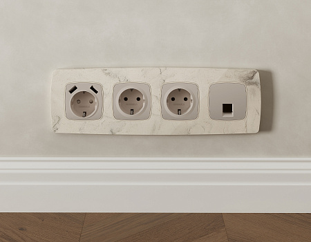 Комплект механизма компьютерной розетки RJ-45 (8P8C) CAT6A экранированной с защитной шторкой Ambrella Volt Omega MO372005 Комплект механизма компьютерной розетки RJ-45 (8P8C) CAT6A экранированной с защитной шторкой Ambrella Volt Omega MO372005