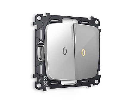 Комплект механизма 2-клавишного выключателя с подсветкой 3200K Ambrella Volt OMEGA MO404010