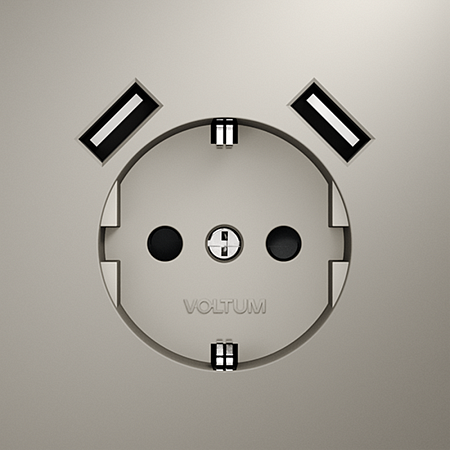Розетка встраиваемая VOLTUM S70 с заземлением и защитными шторками, с USB, A+A, (кашемир) VLS040403 Розетка встраиваемая VOLTUM S70 с заземлением и защитными шторками, с USB, A+A, (кашемир) VLS040403