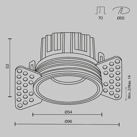 Светильник встраиваемый светодиодный Maytoni Round DL058-7W2.7K-TRS-W