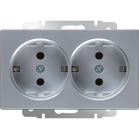 Розетка двойная с заземлением серебряная Werkel W1172006 4690389156465 a051525