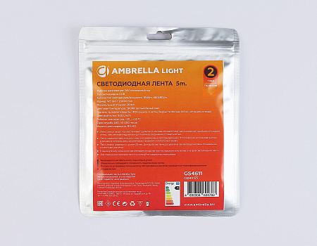 Светодиодная лента 10 Вт/м 3000K 900 Лм/м 24V IP20 Ambrella light Illumination GS4611 Светодиодная лента 10 Вт/м 3000K 900 Лм/м 24V IP20 Ambrella light Illumination GS4611