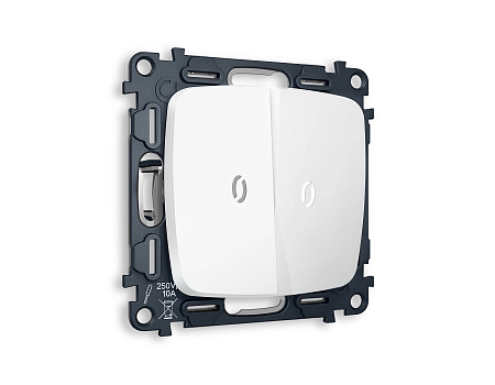 Комплект механизма 2-клавишного проходного выключателя с подсветкой 5600K Ambrella Volt OMEGA MO124035 Комплект механизма 2-клавишного проходного выключателя с подсветкой 5600K Ambrella Volt OMEGA MO124035