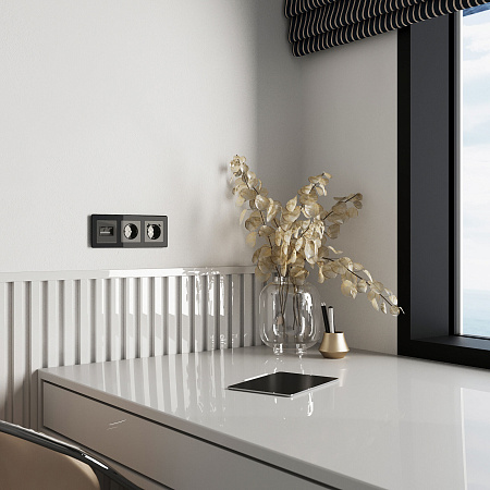 Накладка для двойной розетки Еthernet RJ-45 Werkel графит W1191144 Накладка для двойной розетки Еthernet RJ-45 Werkel графит W1191144