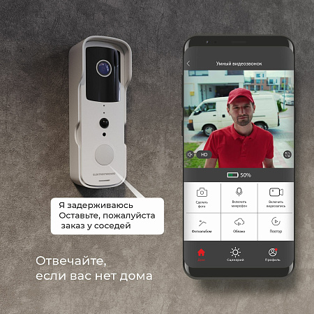 Видеозвонок Elektrostandard Умный дом белый 76105/00 a059339 Видеозвонок Elektrostandard Умный дом белый 76105/00 a059339