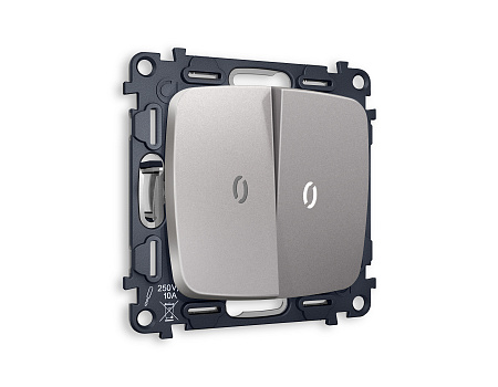 Комплект механизма 2-клавишного проходного выключателя с подсветкой 5600K Ambrella Volt OMEGA MO504035