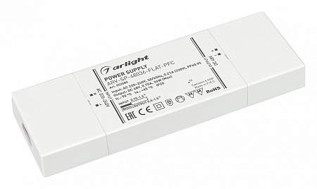 Блок питания для светодиодной ленты ARV-SP-48036-FLAT-PFC (48V, 0.75A, 36W) (IP20 Пластик, 5 лет) Arlight 052080