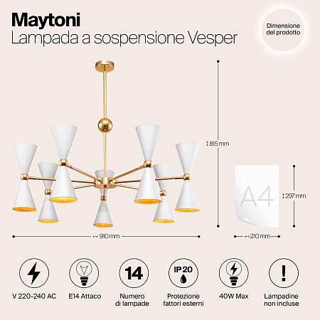 Люстра на штанге Maytoni Vesper MOD108PL-14WG
