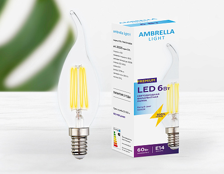 Филаментная лампа Filament LED C37L-F 6W E14 4200K (60W)