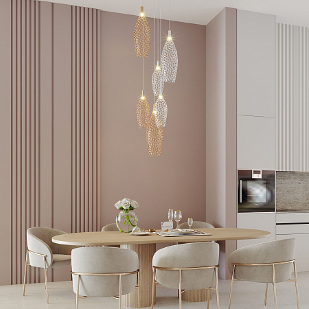 Светильник подвесной светодиодный Eurosvet Ruche 90352/6 золото/хром a069061 Светильник подвесной светодиодный Eurosvet Ruche 90352/6 золото/хром a069061