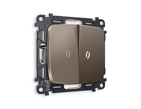 Комплект механизма 2-клавишного проходного выключателя с подсветкой 5600K Ambrella Volt OMEGA MO634035