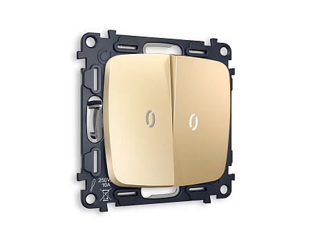 Комплект механизма 2-клавишного проходного выключателя с подсветкой 5600K Ambrella Volt OMEGA MO604035 Комплект механизма 2-клавишного проходного выключателя с подсветкой 5600K Ambrella Volt OMEGA MO604035