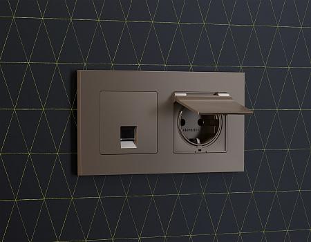 Лицевая панель для электрической розетки с заземлением со шторками и крышкой IP44 QUANT Ambrella Volt ALFA AP6380 Лицевая панель для электрической розетки с заземлением со шторками и крышкой IP44 QUANT Ambrella Volt ALFA AP6380