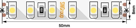 Светодиодная лента со скотчем 3М светодиодная стандарт 3528, 120 LED/м, 9,6 Вт/м, 24В , IP20, Цвет: Нейтральный белый SWG 00-00009247