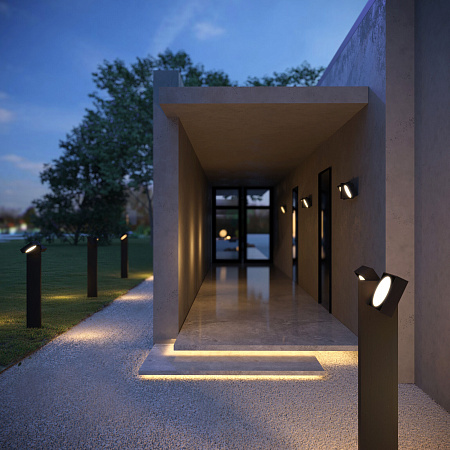 Уличный настенный светодиодный светильник Elektrostandard Twin черный (35170/D)