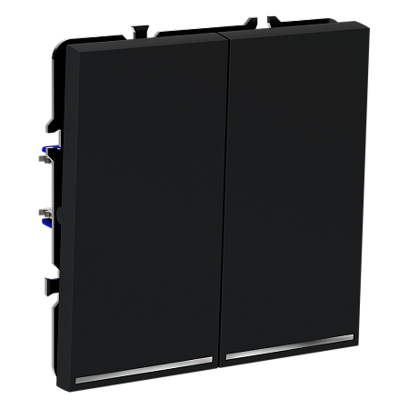 Проходной переключатель встраиваемый VOLTUM S70 двухклавишный с подсветкой (графит) VLS020407 Проходной переключатель встраиваемый VOLTUM S70 двухклавишный с подсветкой (графит) VLS020407