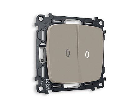 Комплект механизма 2-клавишного проходного выключателя с подсветкой 5600K Ambrella Volt OMEGA MO364035 Комплект механизма 2-клавишного проходного выключателя с подсветкой 5600K Ambrella Volt OMEGA MO364035