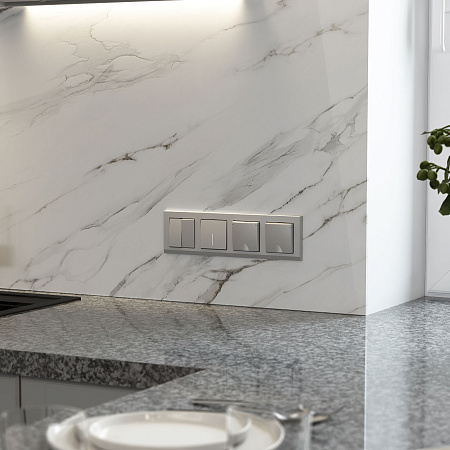 Перекрестный выключатель двухклавишный Werkel серебро W1123065 Перекрестный выключатель двухклавишный Werkel серебро W1123065