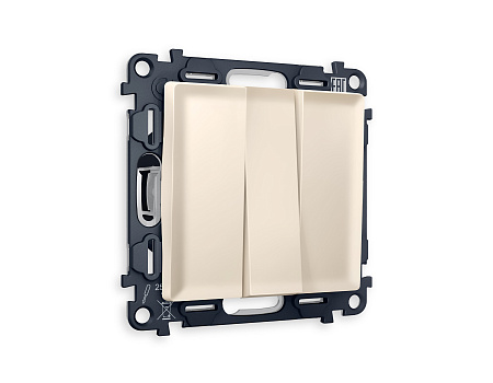 Комплект механизма 3-клавишного выключателя Ambrella Volt ALFA MA325010 Комплект механизма 3-клавишного выключателя Ambrella Volt ALFA MA325010