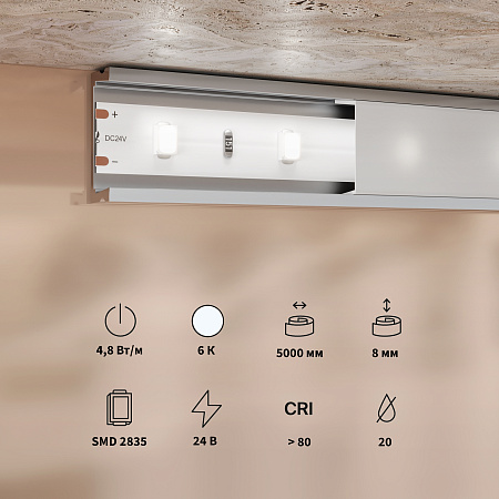 Светодиодная лента 4,8Вт/м 6000K IP20 24V Maytoni Base 201167 Светодиодная лента 4,8Вт/м 6000K IP20 24V Maytoni Base 201167