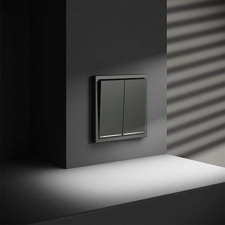 Выключатель встраиваемый VOLTUM S70 двухклавишный с подсветкой (титан) VLS020206 Выключатель встраиваемый VOLTUM S70 двухклавишный с подсветкой (титан) VLS020206