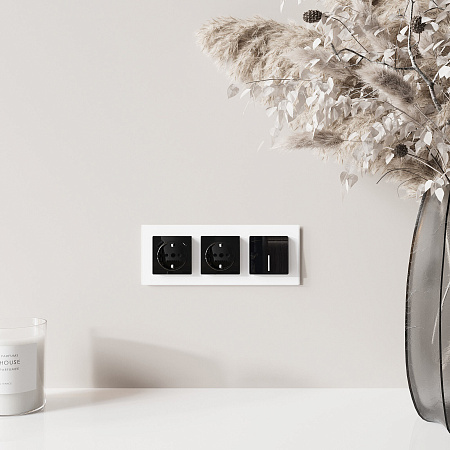 Розетка с заземлением, шторками и USB тип A+C Werkel черный W1171748